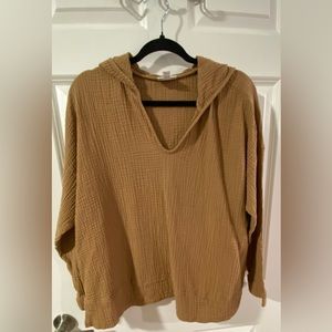 J.Jill double gauze v-neck hoodie size 1X color “vicuña”
